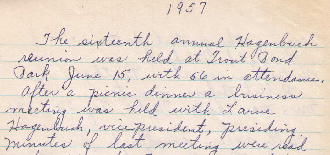Hagenbuch Reunion 1957 minutes detail