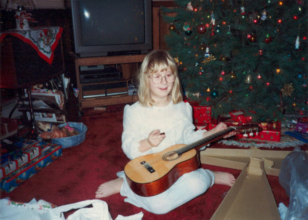 Sara (Mowery) Hagenbuch Guitar Christmas 1993